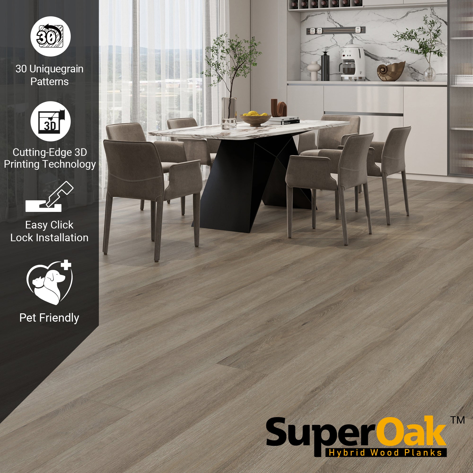 Grand Aleta - SuperOak Lite 9.5mm Hybrid Wood Plank 47.78"*7.7"