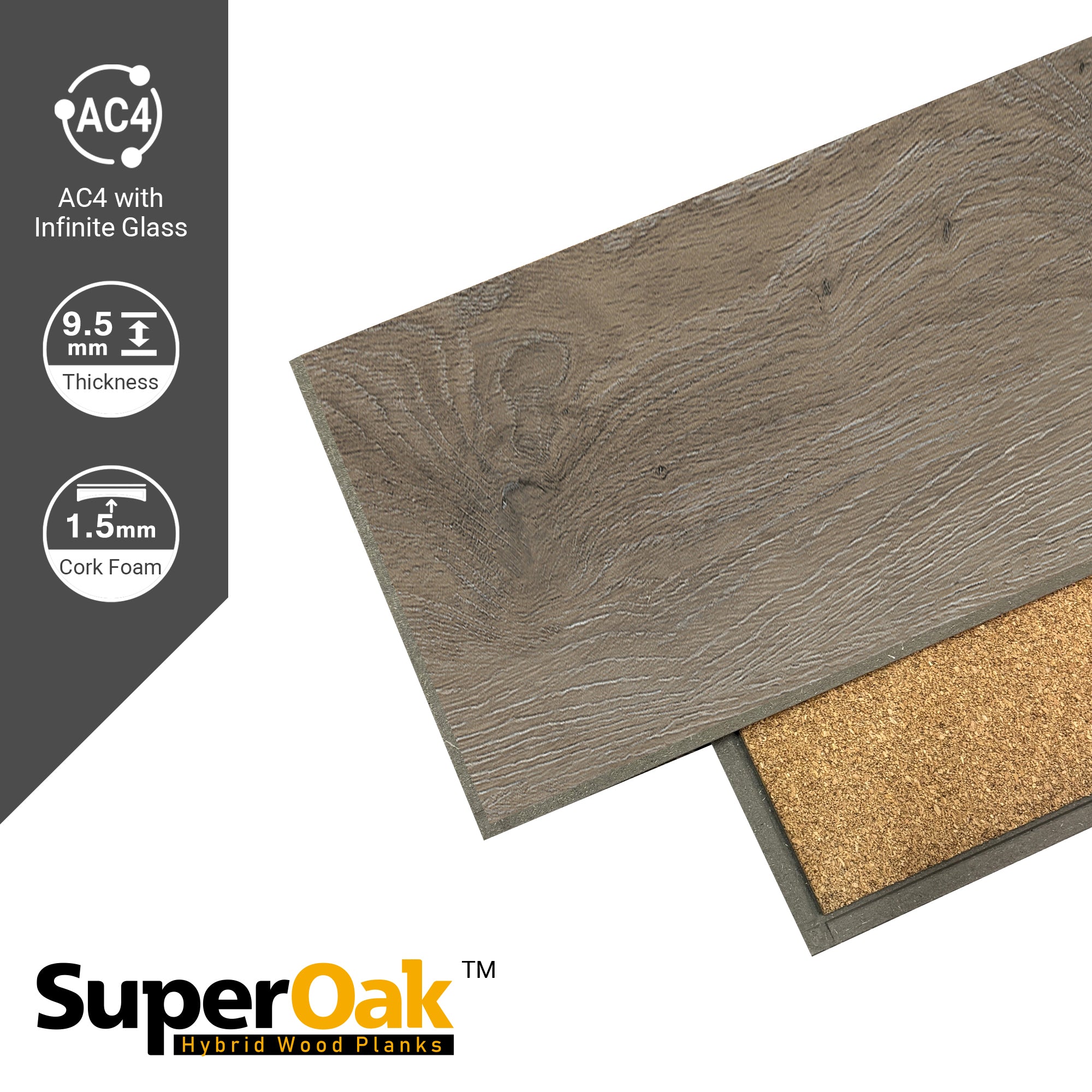 Grand Aleta - SuperOak Lite 9.5mm Hybrid Wood Plank 47.78"*7.7"