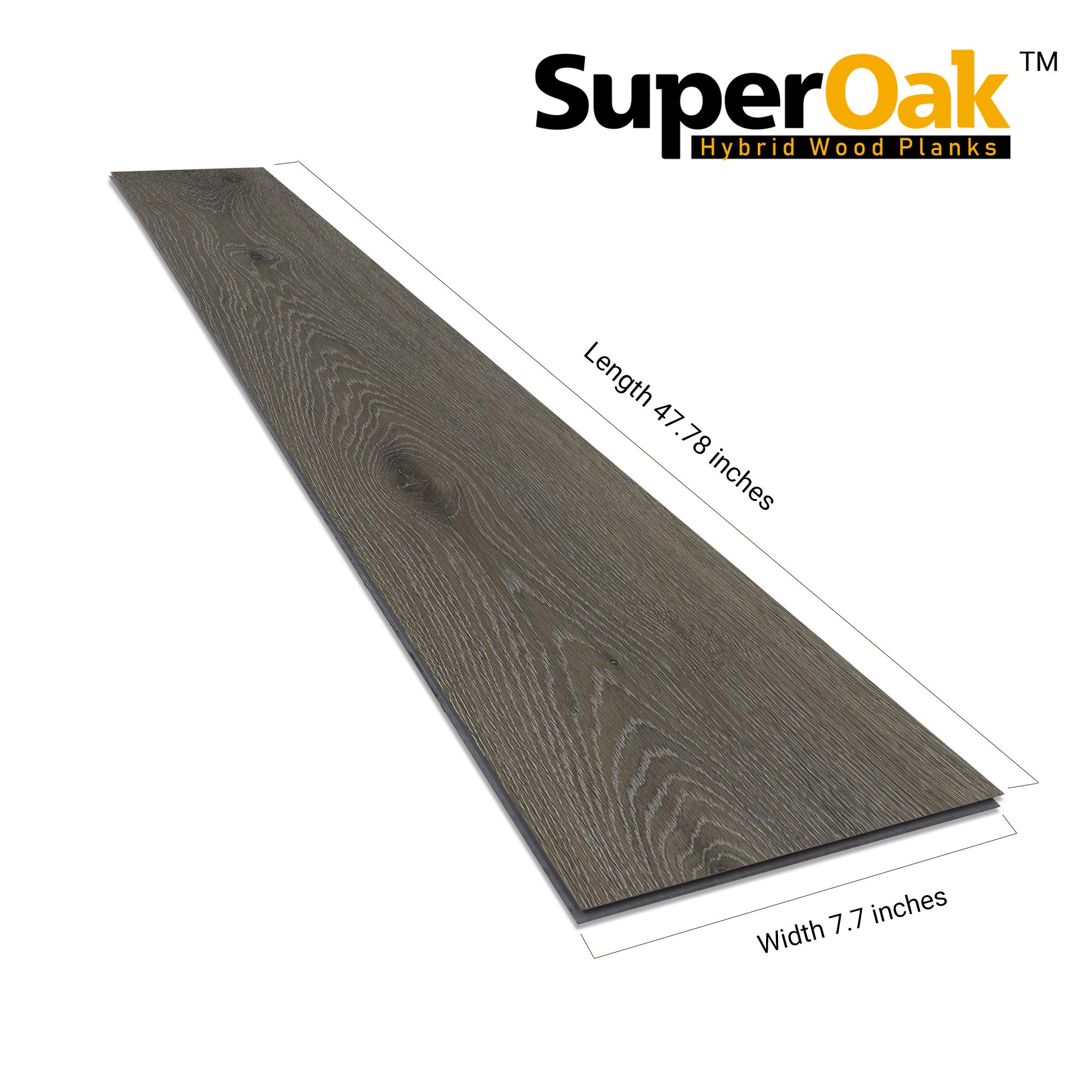 Gray Oak - SuperOak 12mm Hybrid Wood Plank 47.78"*7.7"