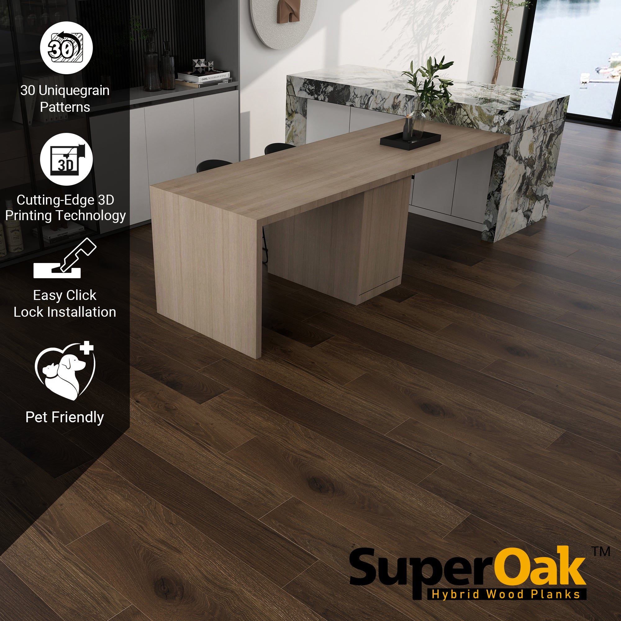 Hazel Wood - SuperOak Lite 9.5mm Hybrid Wood Plank 47.8"*7.7"