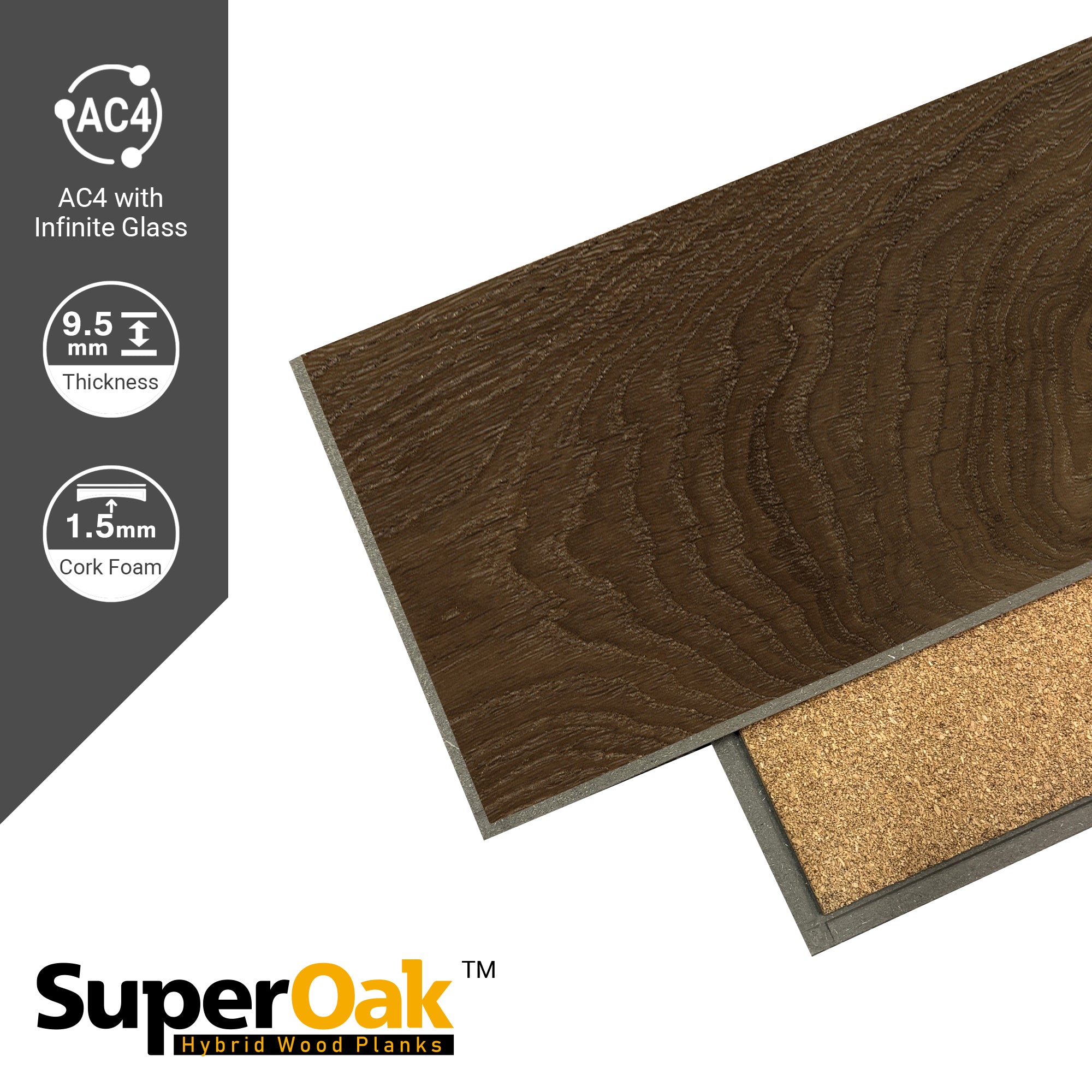 Hazel Wood - SuperOak Lite 9.5mm Hybrid Wood Plank 47.8"*7.7"