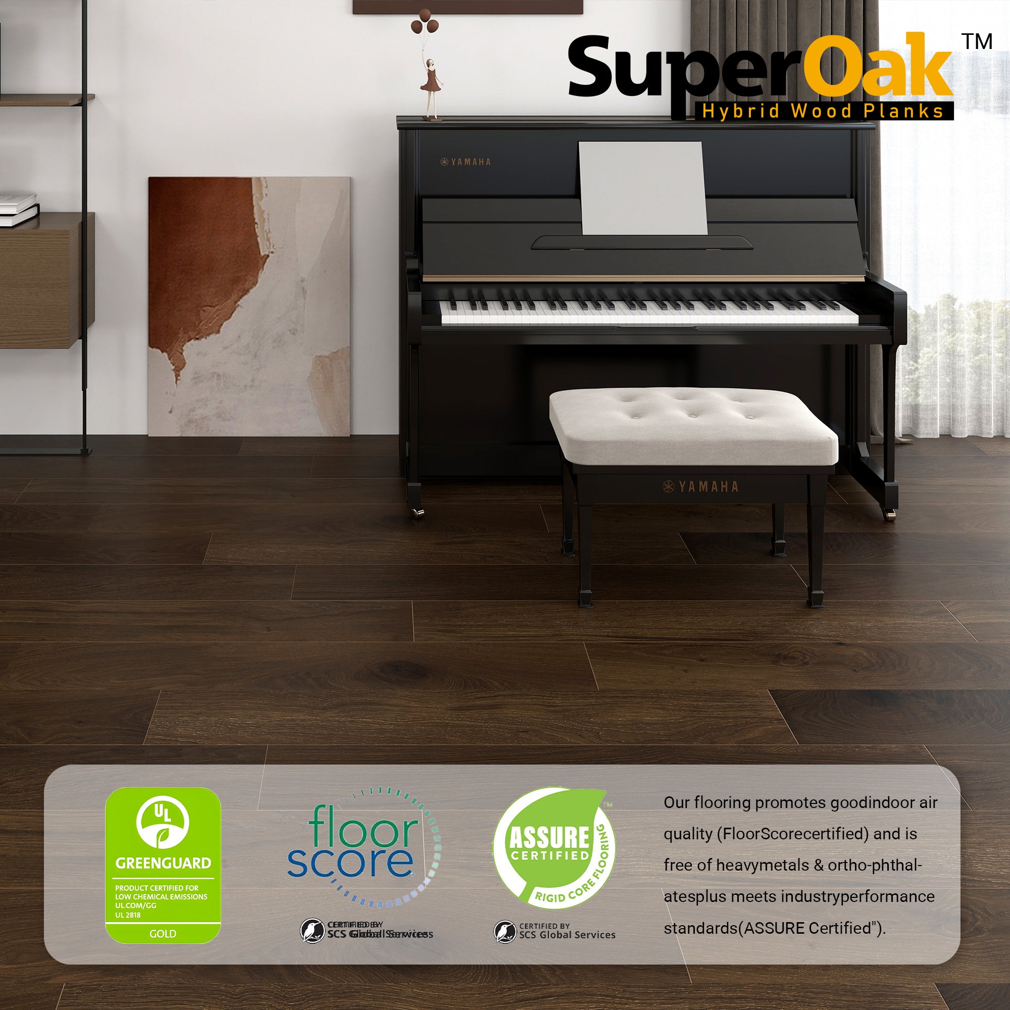 Hazel Wood - SuperOak Lite 9.5mm Hybrid Wood Plank 47.8"*7.7"