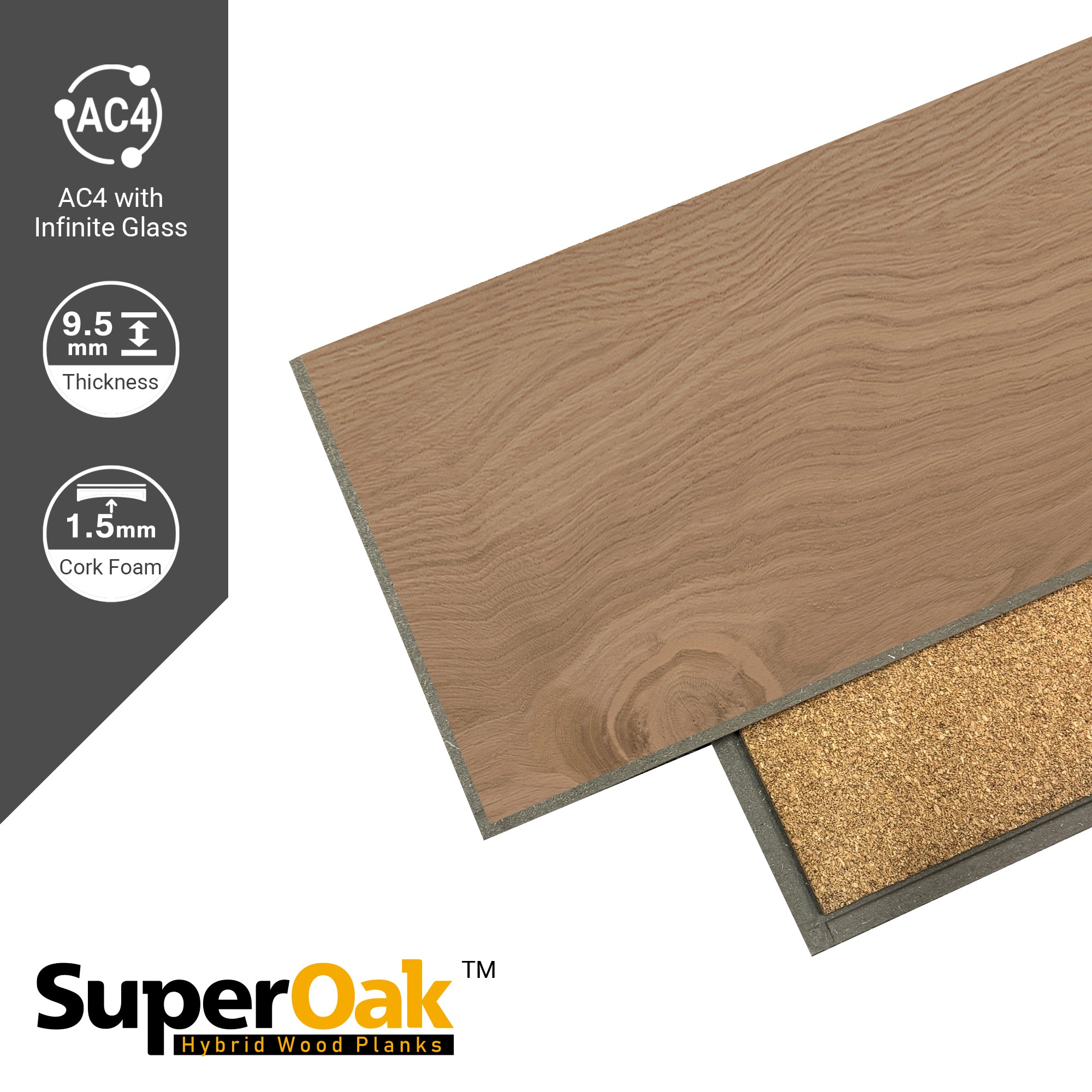 Latte - SuperOak Lite 9.5mm Hybrid Wood Plank 47.78"*7.7" - color swatch