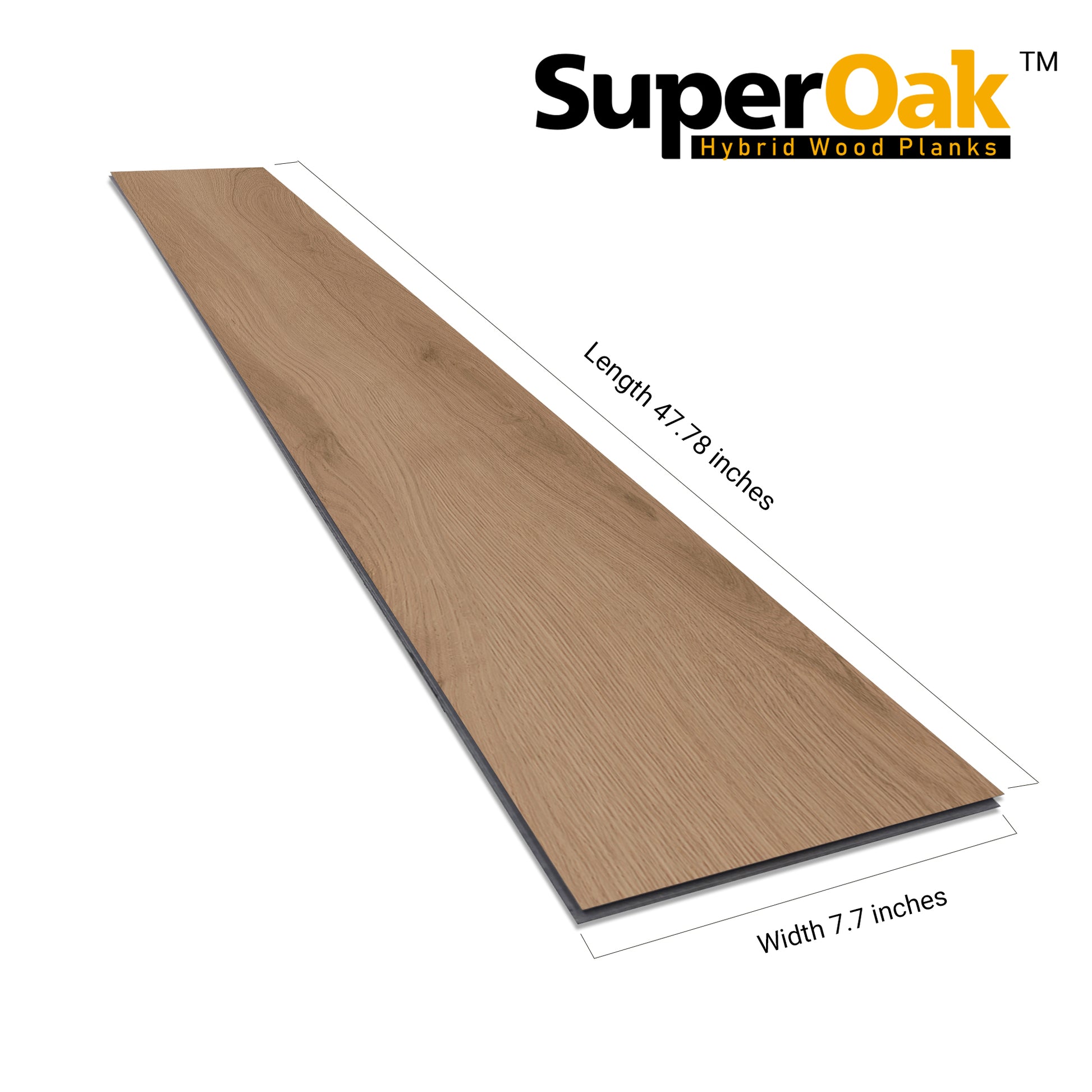 Latte - SuperOak Lite 9.5mm Hybrid Wood Plank 47.78"*7.7" - side view