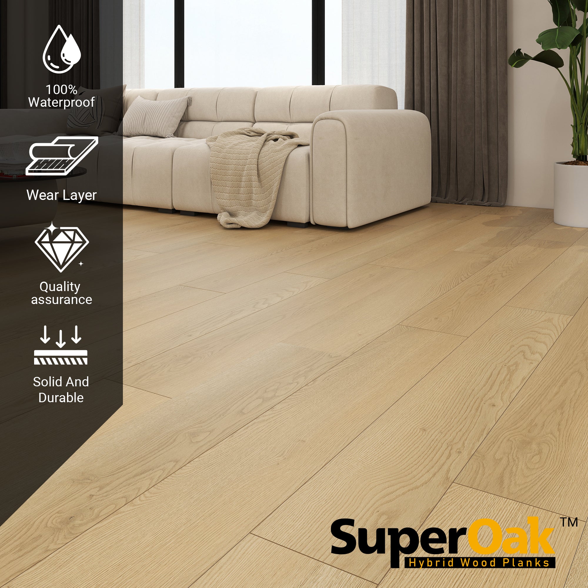 Laurel Forest - SuperOak Lite 9.5mm Hybrid Wood Plank 47.78"*7.7"