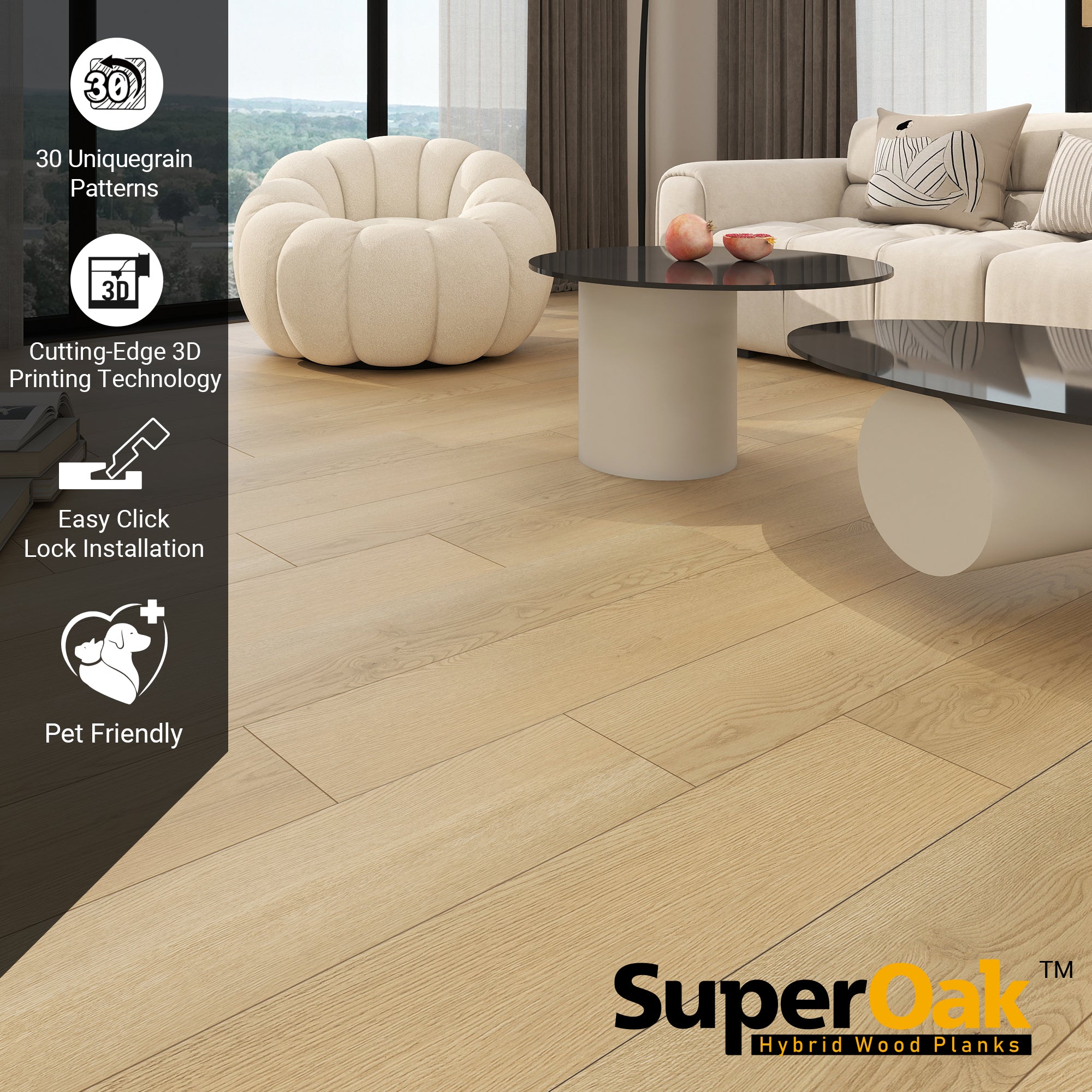Laurel Forest - SuperOak Lite 9.5mm Hybrid Wood Plank 47.78"*7.7"
