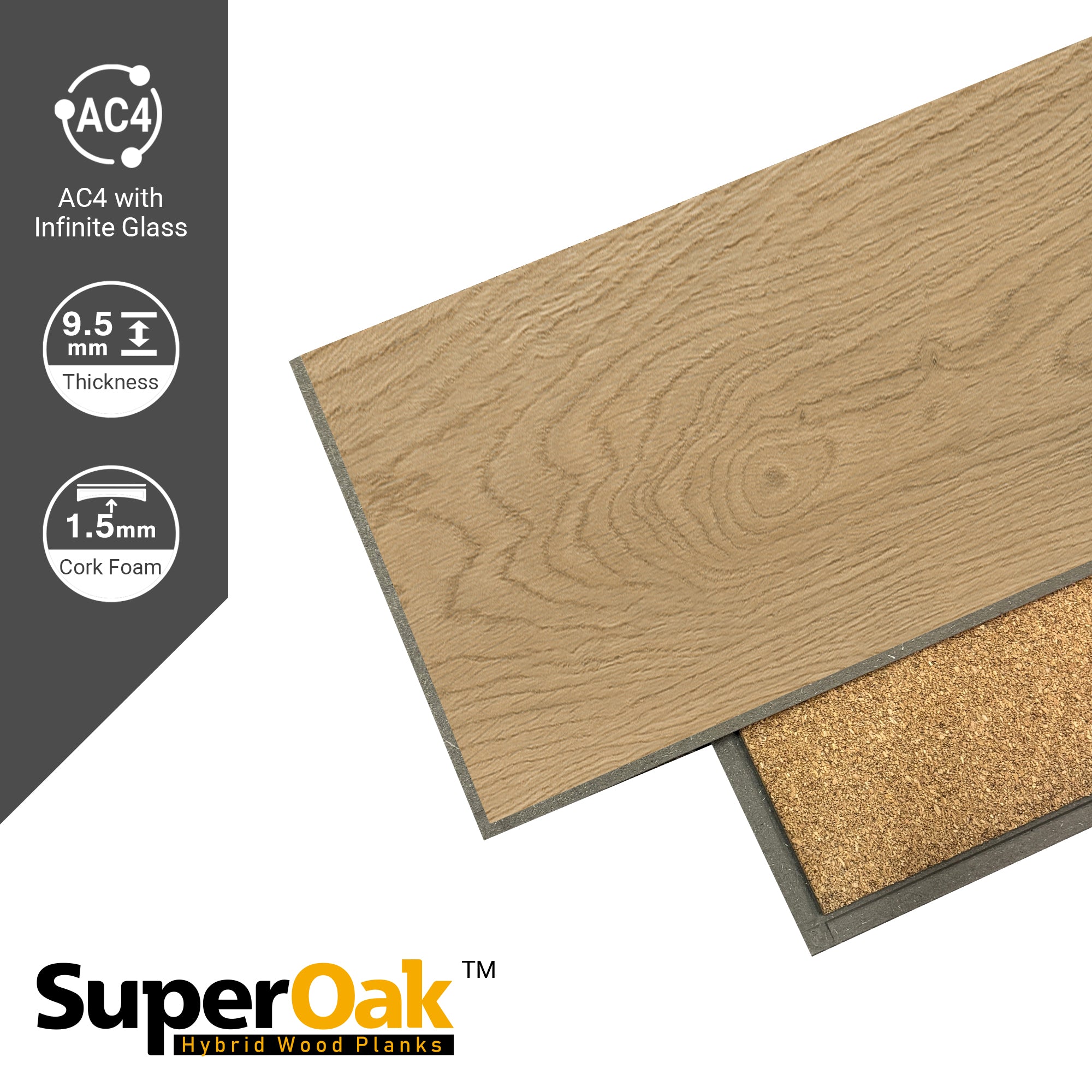Laurel Forest - SuperOak Lite 9.5mm Hybrid Wood Plank 47.78"*7.7"