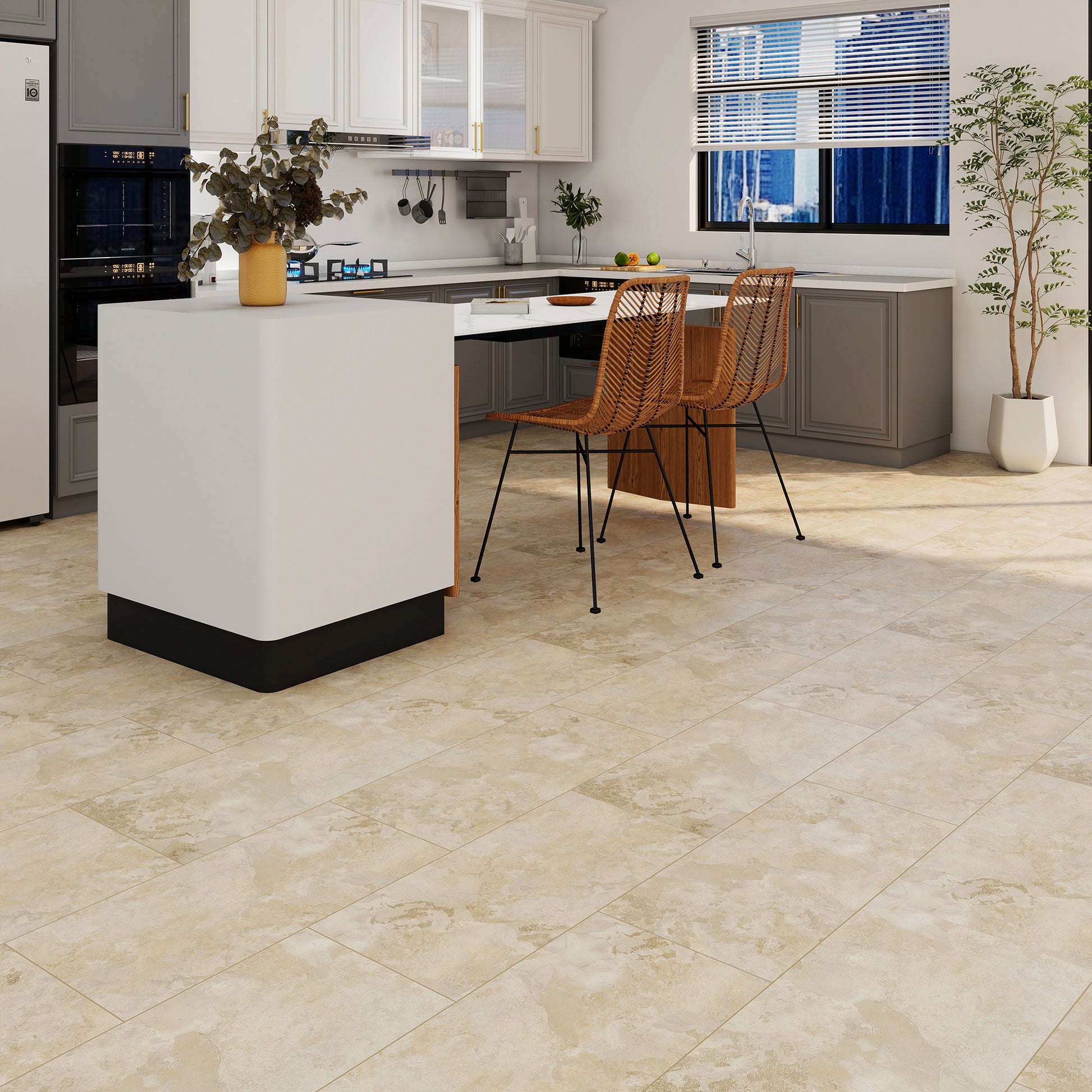 Leo Planet Tile vinyl flooring - installation detail