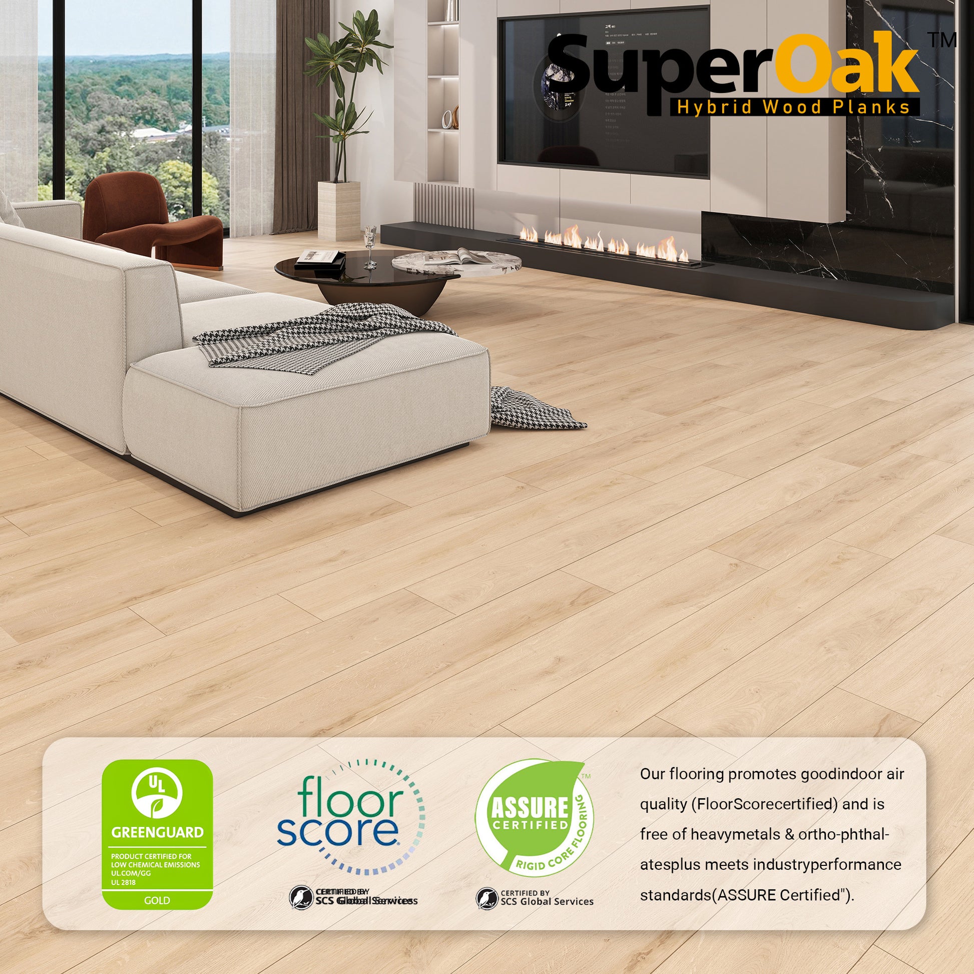Light Canoy - SuperOak 12mm Hybrid Wood Plank 47.78"*7.7" - packaging