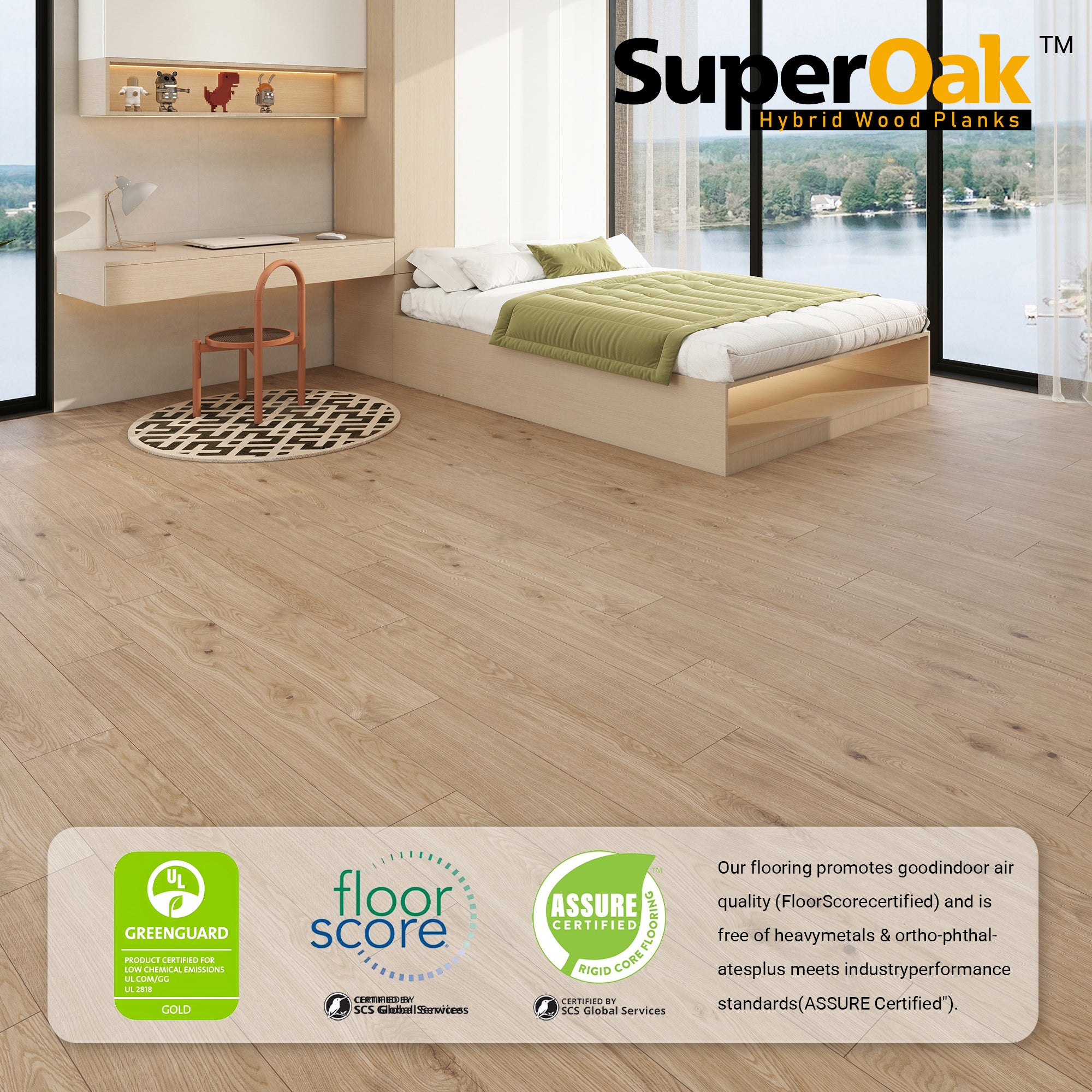 Noon Hickory - SuperOak 12mm Hybrid Wood Plank 47.78"*7.7" - packaging
