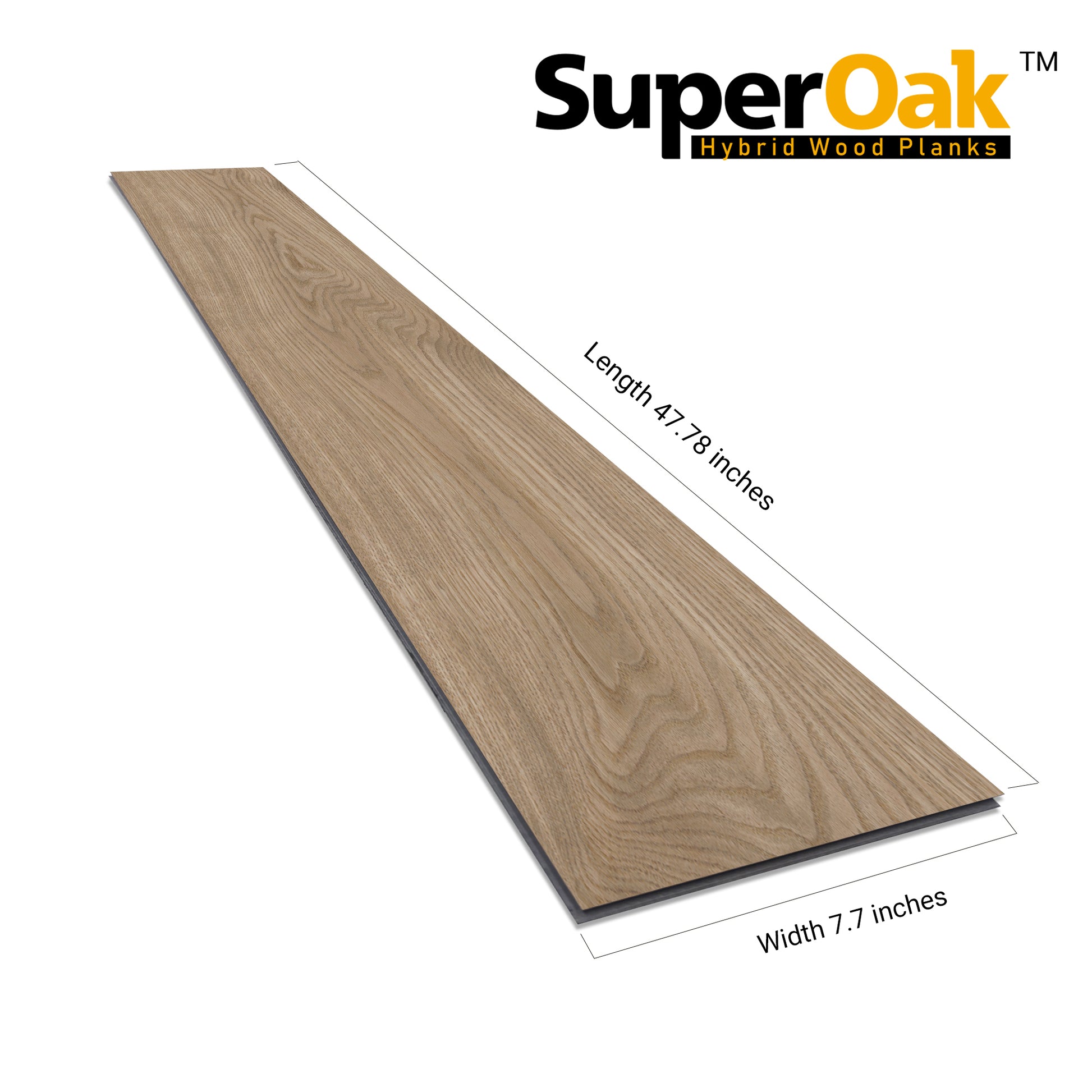 Noon Hickory - SuperOak 12mm Hybrid Wood Plank 47.78"*7.7" - side view