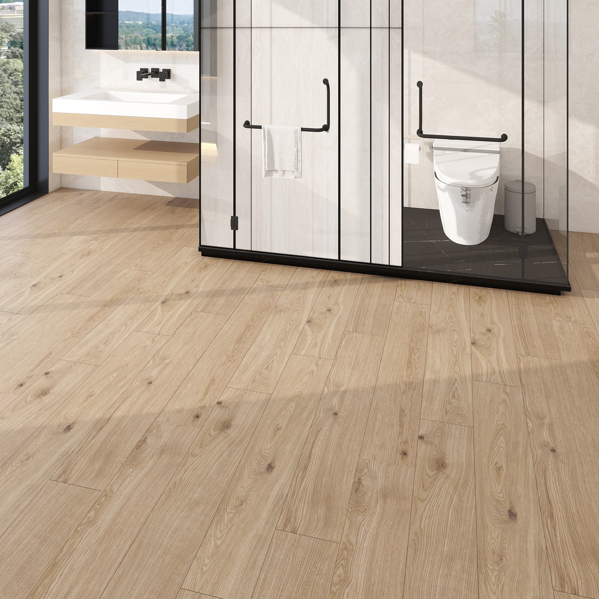 Noon Hickory - SuperOak 12mm Hybrid Wood Plank 47.78"*7.7"