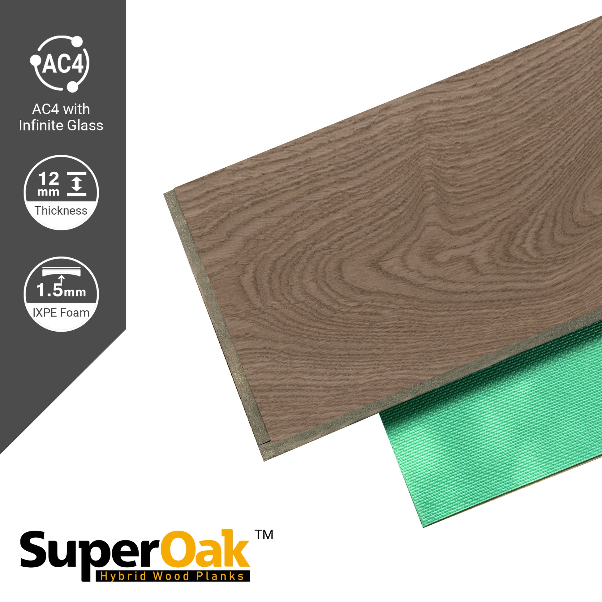Plain Driftwood - SuperOak 12mm Hybrid Wood Plank 47.78"*7.7" - color swatch