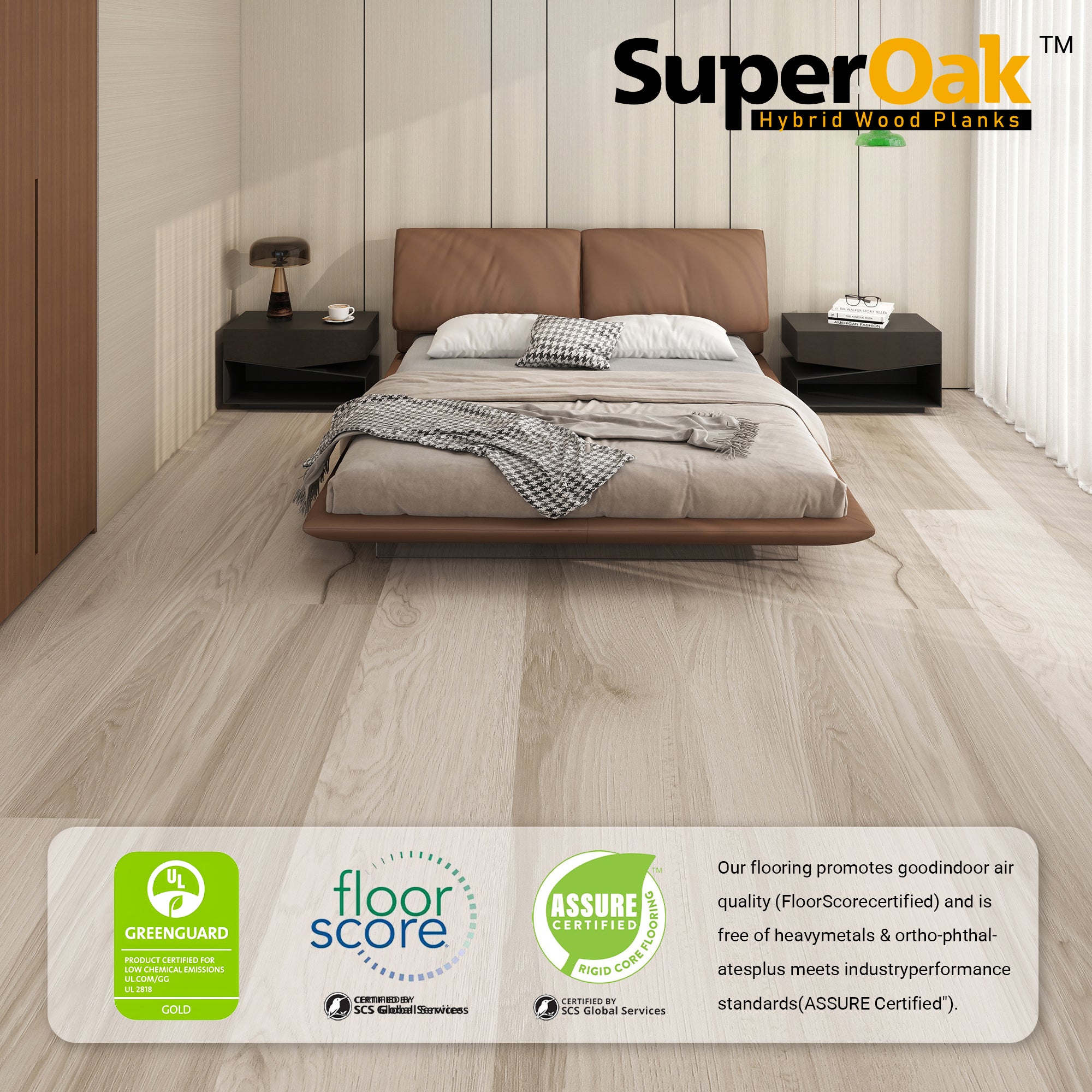 Platinum Oak - SuperOak Plus 12mm Hybrid Wood Plank 72.7"*9.8"