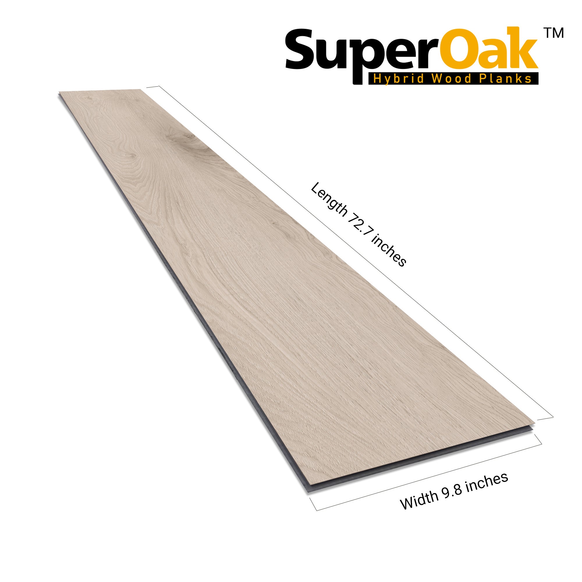 Platinum Oak - SuperOak Plus 12mm Hybrid Wood Plank 72.7"*9.8"