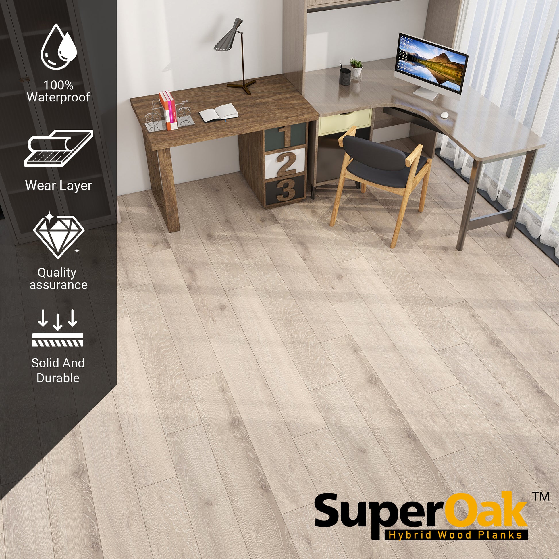 Riftwood Knot SuperOak 12mm Hybrid Wood Plank 47.78"*7.7" - texture detail