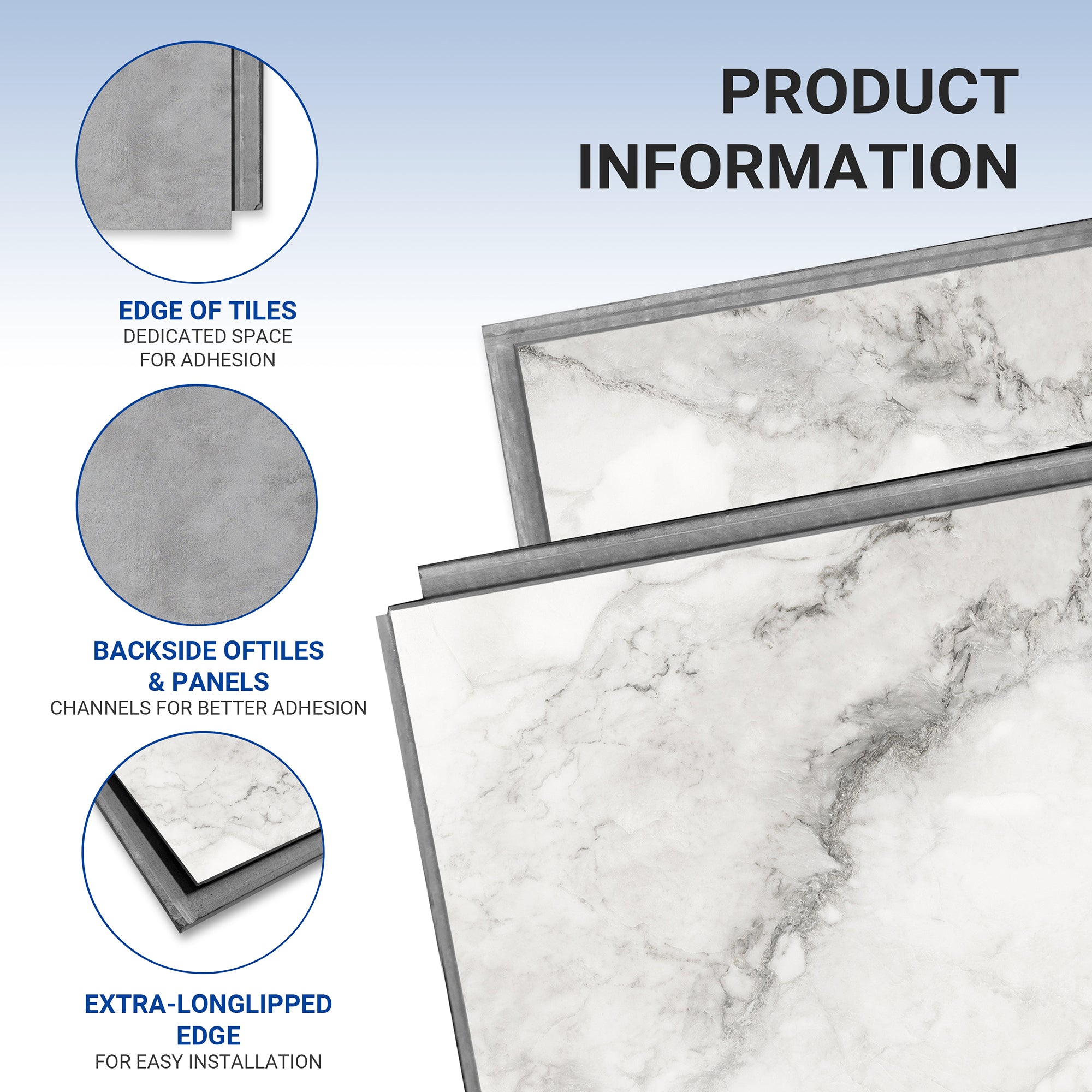 Royal Snow -Wall Tiles Waterproof Vinyl 24.02“x12“