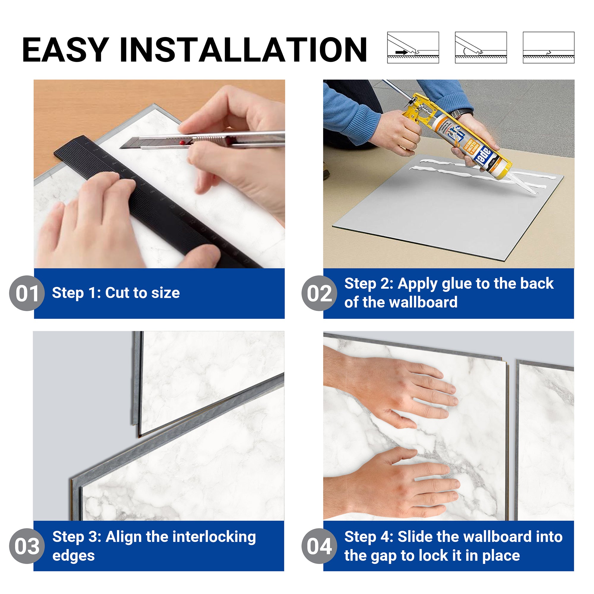 Royal Snow -Wall Tiles Waterproof Vinyl 24.02“x12“