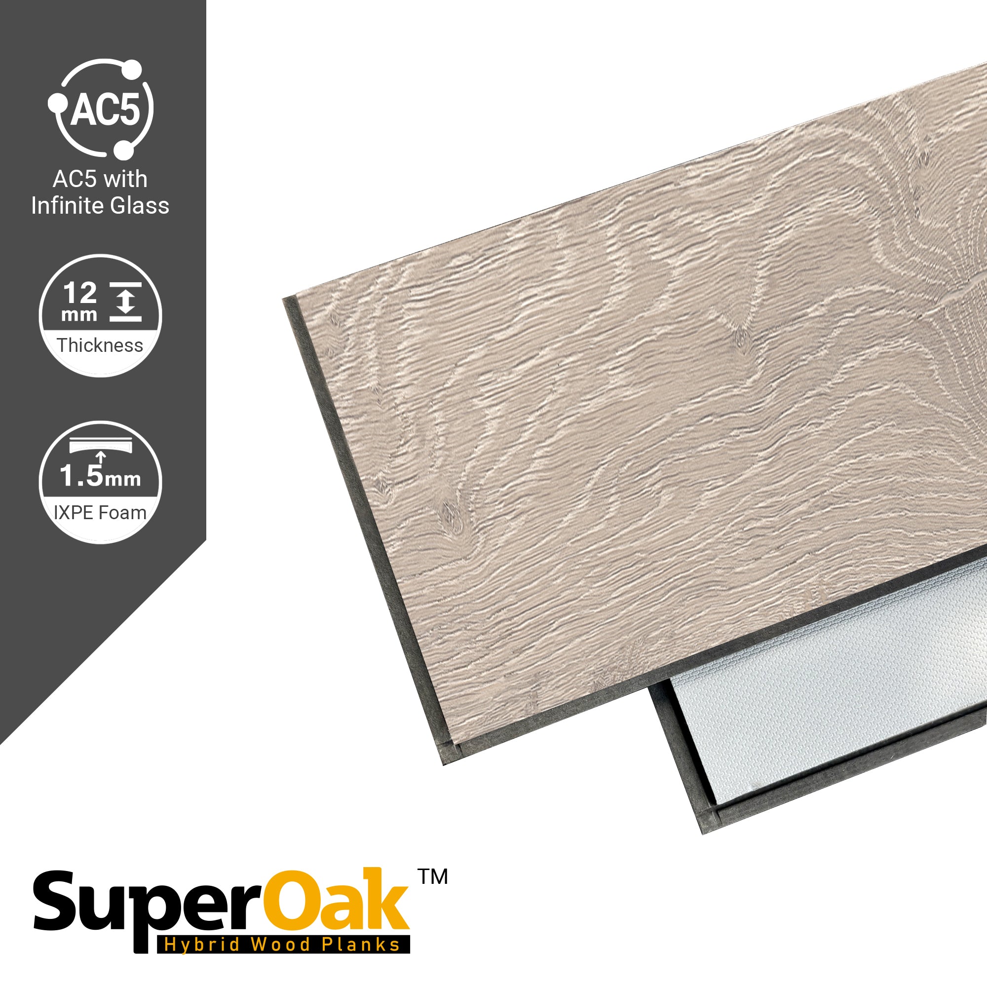 Rustic Knot - SuperOak Plus 12mm Hybrid Wood Plank 72.7"*9.8" - color swatch