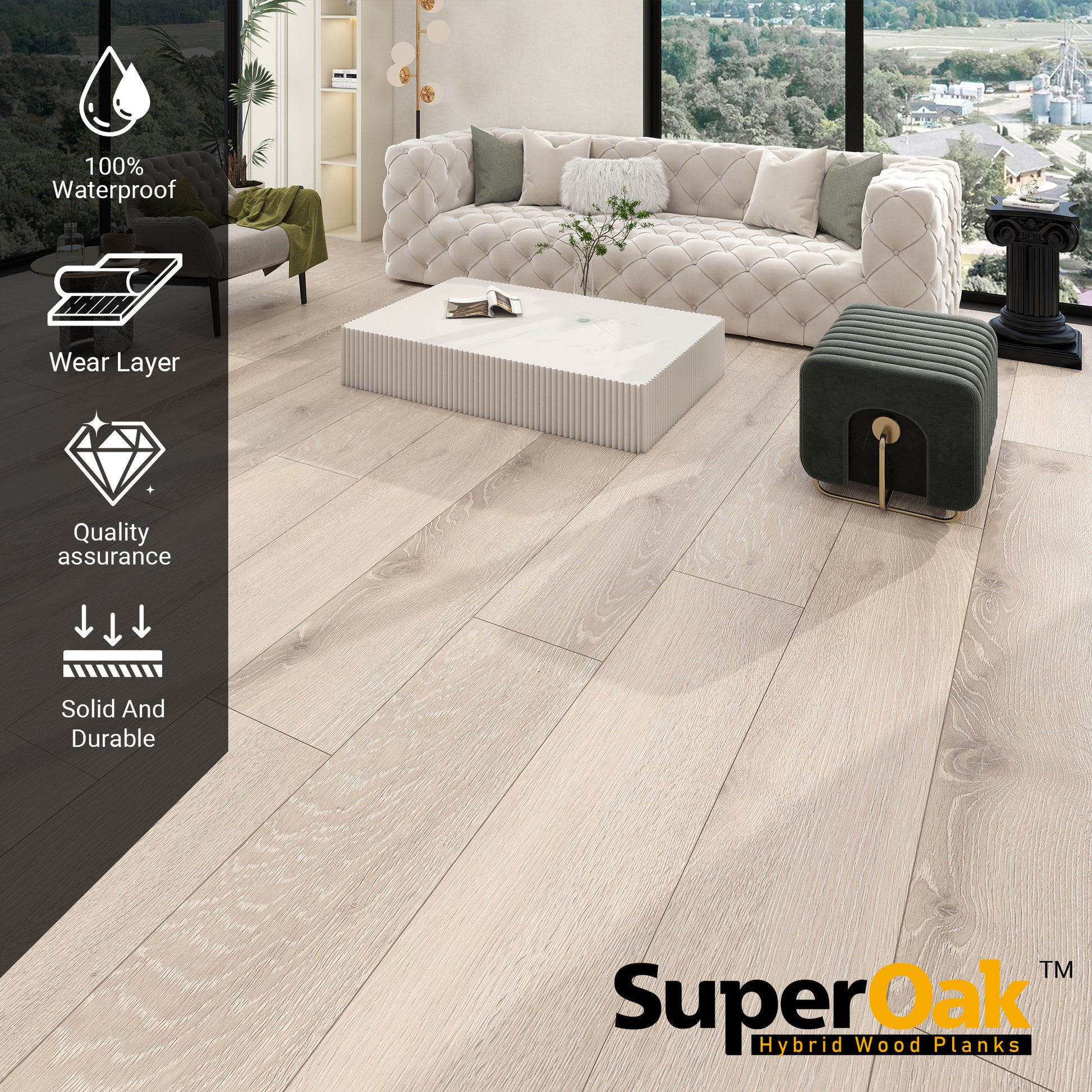 Rustic Knot - SuperOak Plus 12mm Hybrid Wood Plank 72.7"*9.8" - texture detail