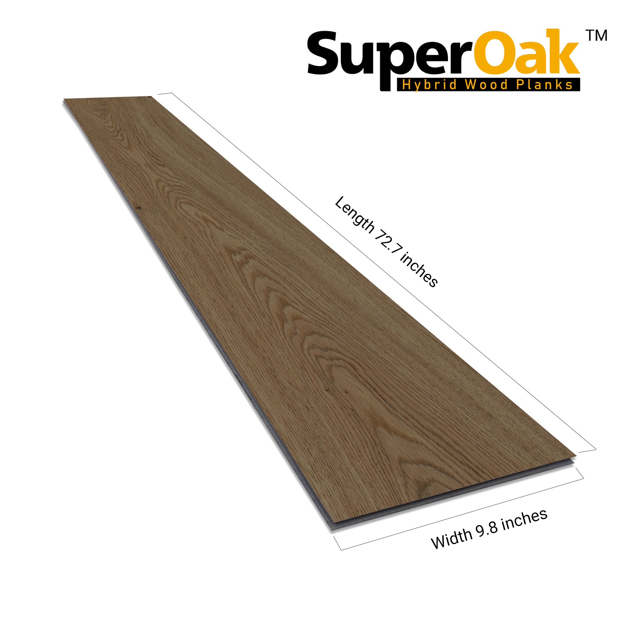 Simple Brown - SuperOak Plus 12mm Hybrid Wood Plank 72.7"*9.8"