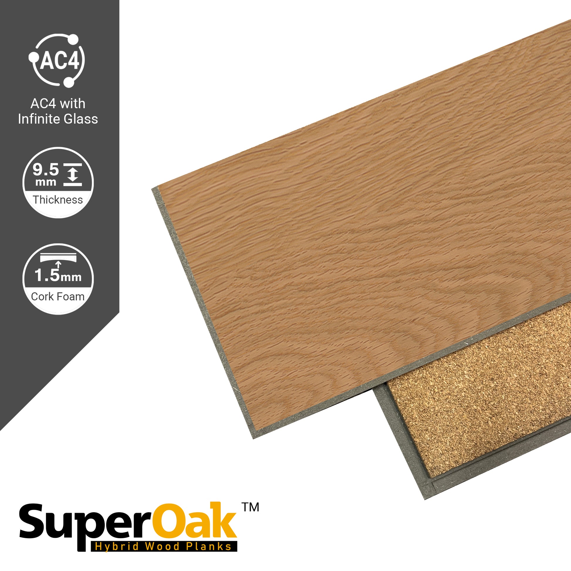 Smoked Umber- SuperOak Lite 9.5mm Hybrid Wood Plank 47.78"*7.7" - color swatch