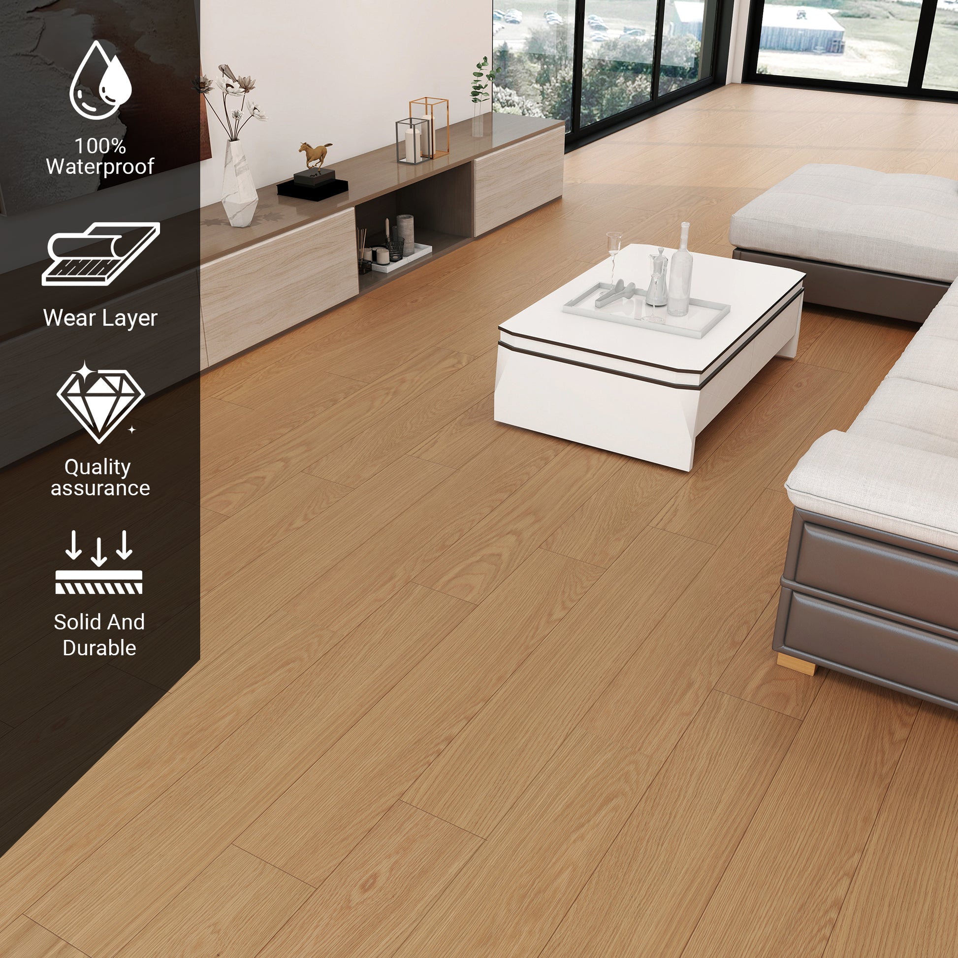 Smoked Umber- SuperOak Lite 9.5mm Hybrid Wood Plank 47.78"*7.7" - texture detail