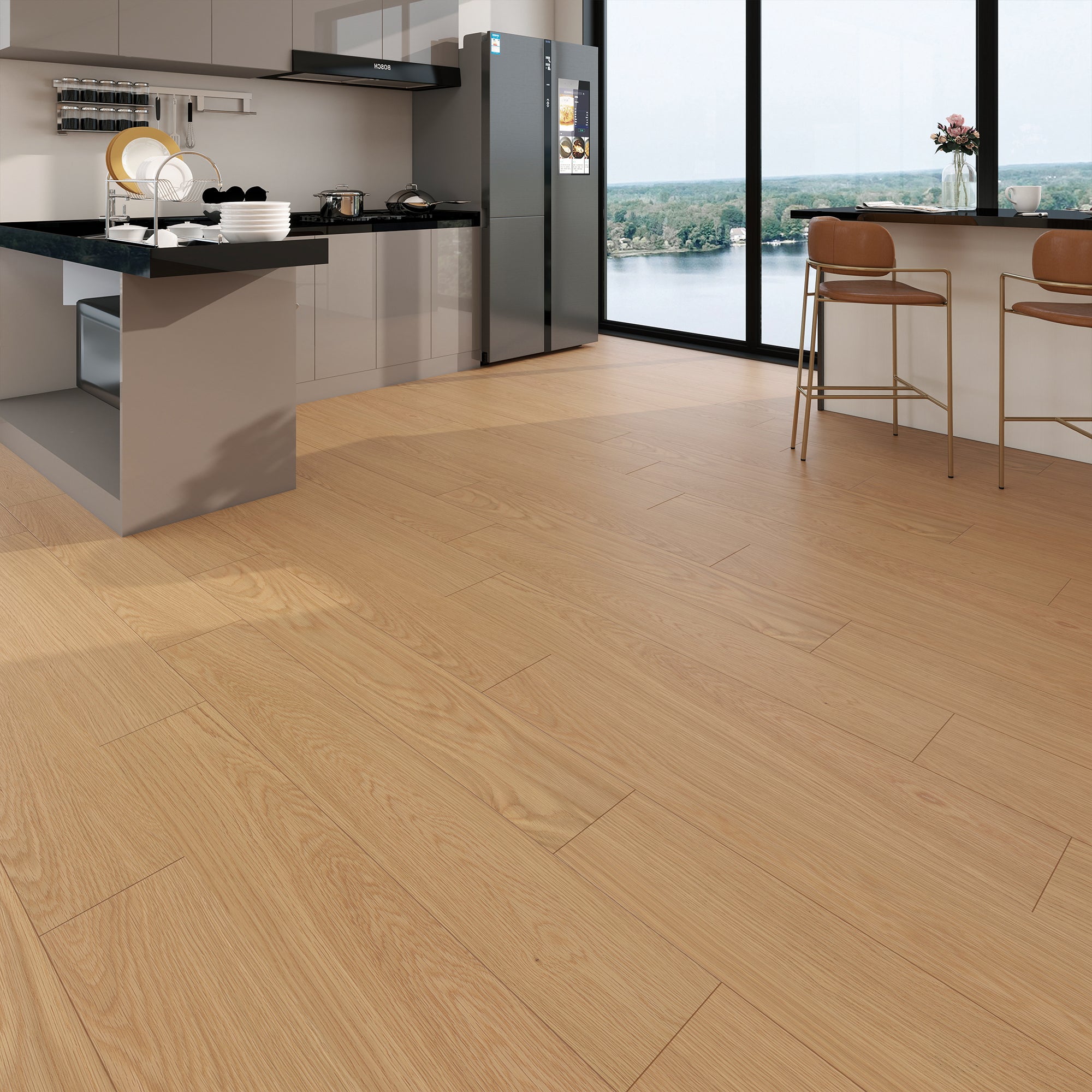 Smoked Umber- SuperOak Lite 9.5mm Hybrid Wood Plank 47.78"*7.7"