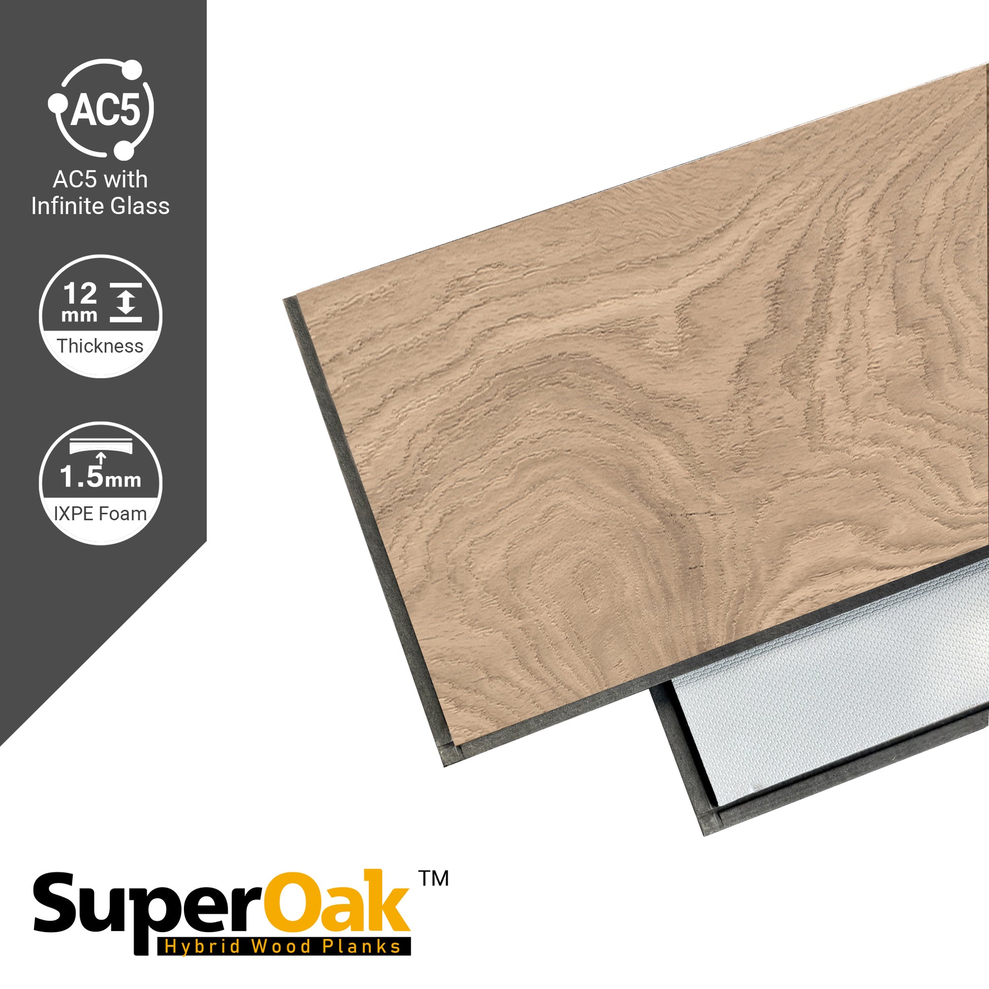 Vintage Oak - SuperOak Plus 12mm Hybrid Wood Plank 72.8"*9.8" - color swatch