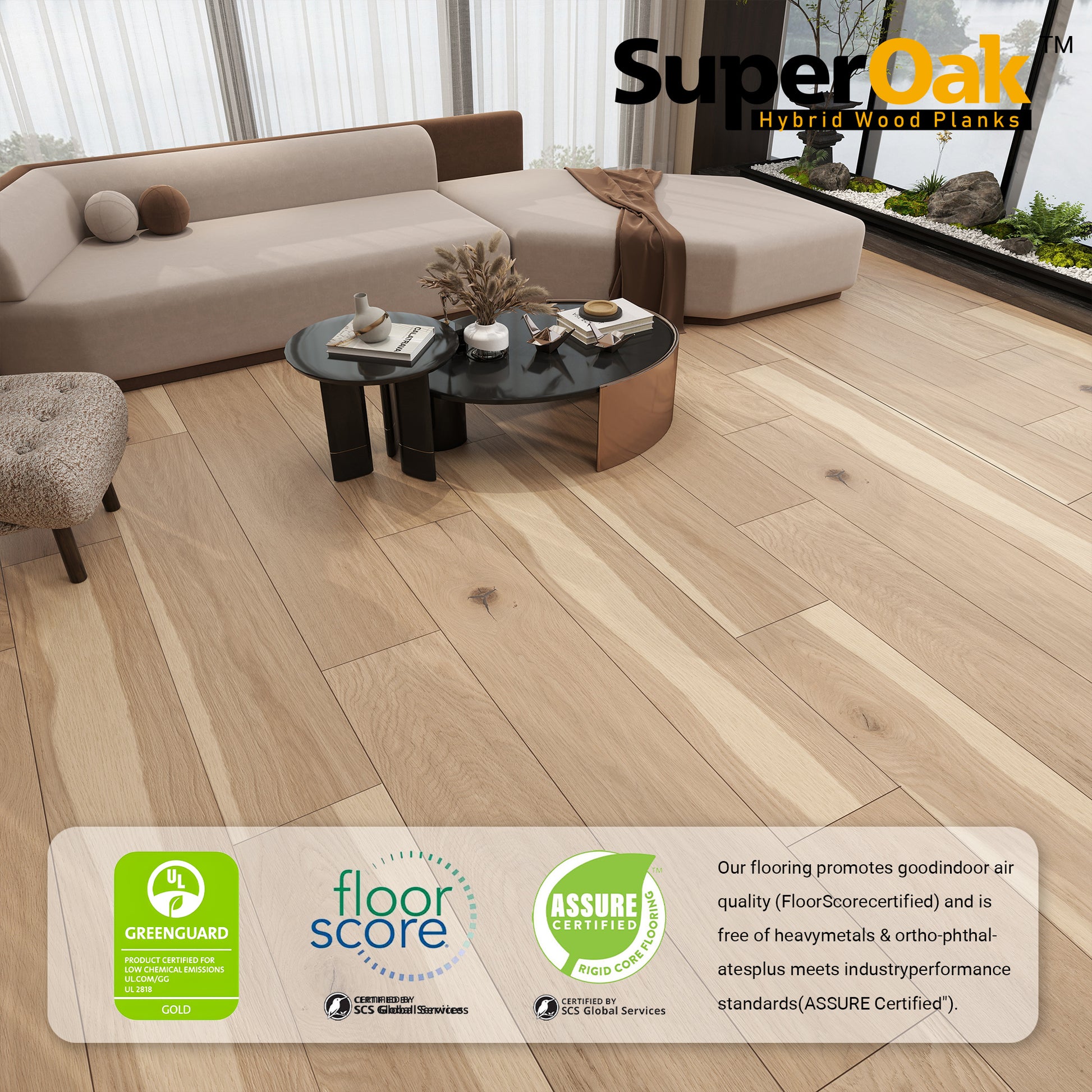 Vintage Oak - SuperOak Plus 12mm Hybrid Wood Plank 72.8"*9.8" - packaging