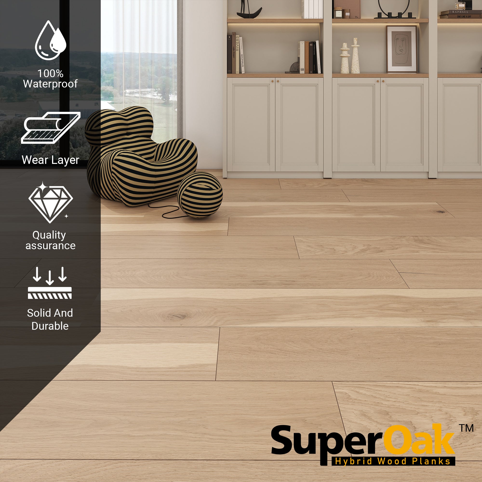 Vintage Oak - SuperOak Plus 12mm Hybrid Wood Plank 72.8"*9.8" - texture detail