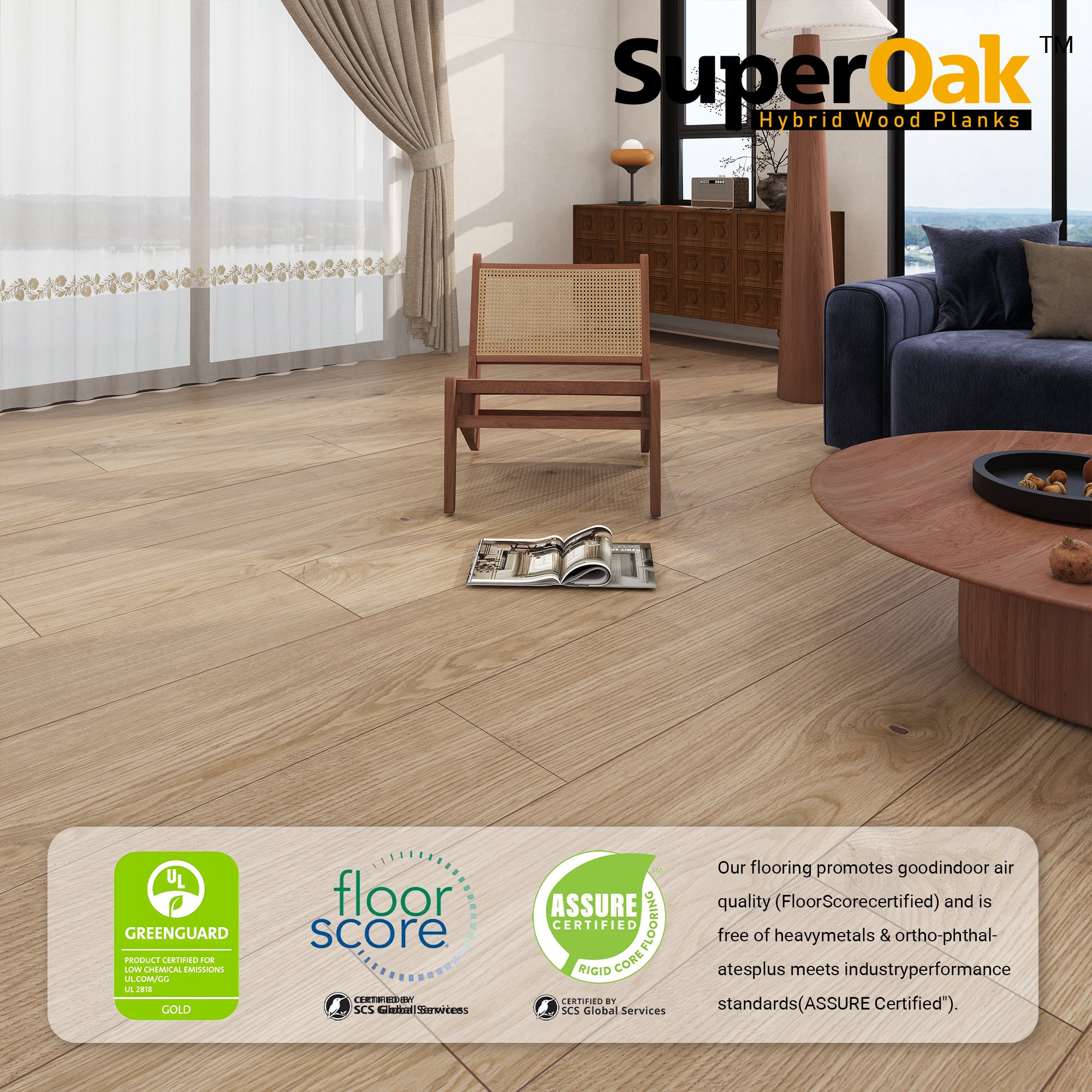 Warm Hickory - SuperOak Plus 12mm Hybrid Wood Plank 72.7"*9.8" - packaging