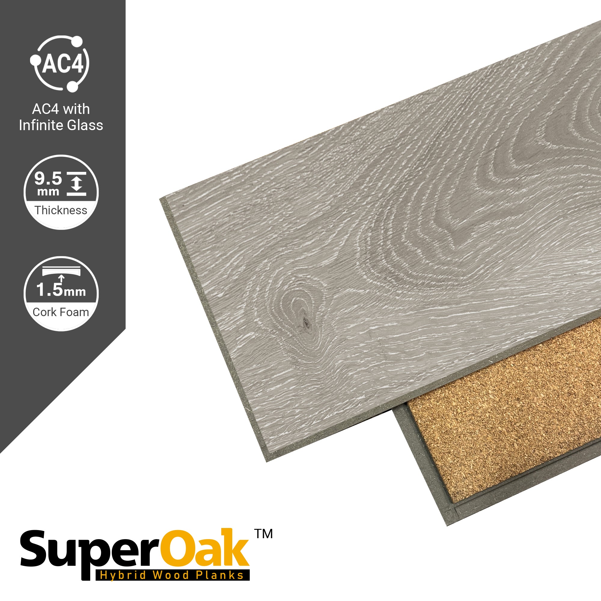 White Ivory - SuperOak Lite 9.5mm Hybrid Wood Plank 47.78"*7.7"
