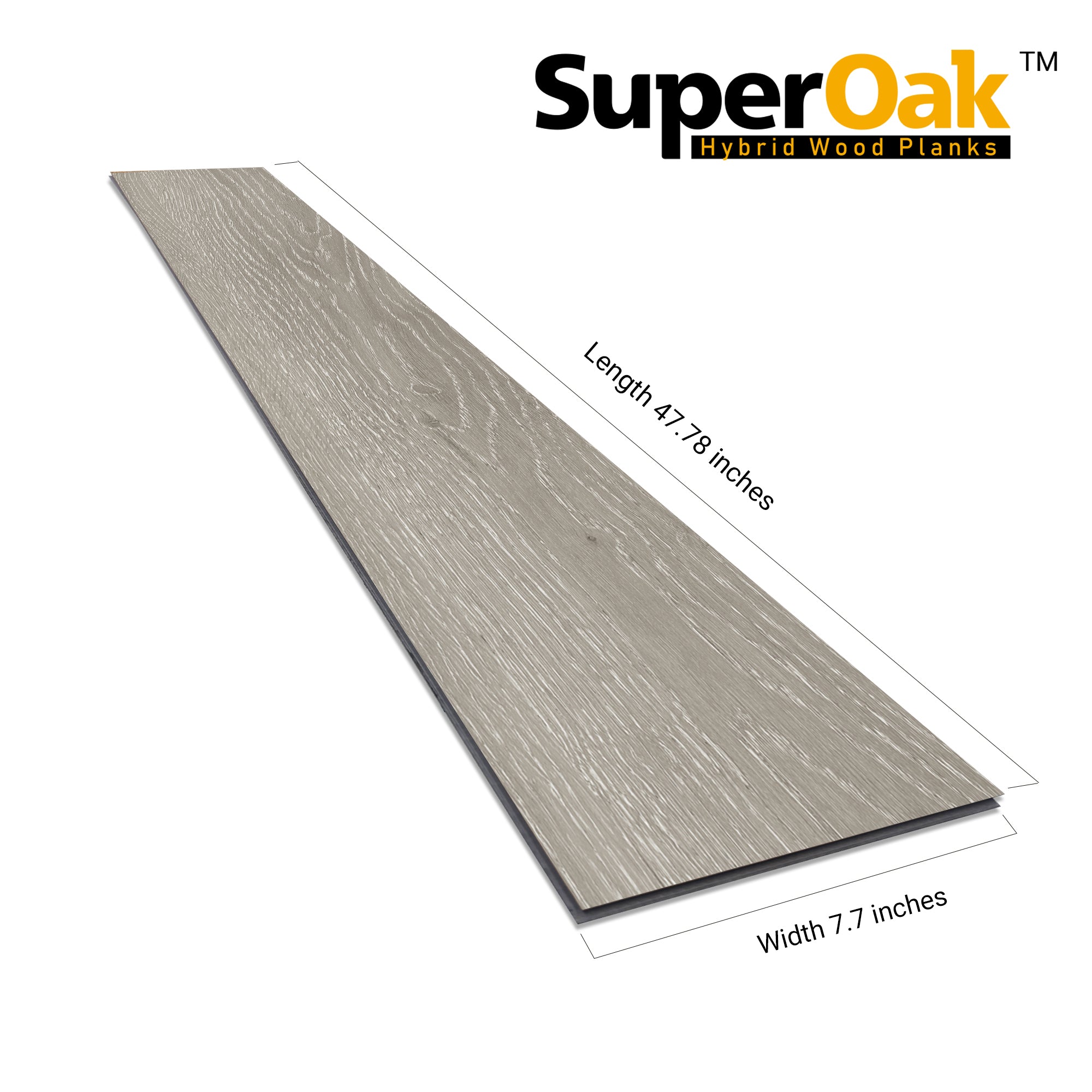 White Ivory - SuperOak Lite 9.5mm Hybrid Wood Plank 47.78"*7.7"