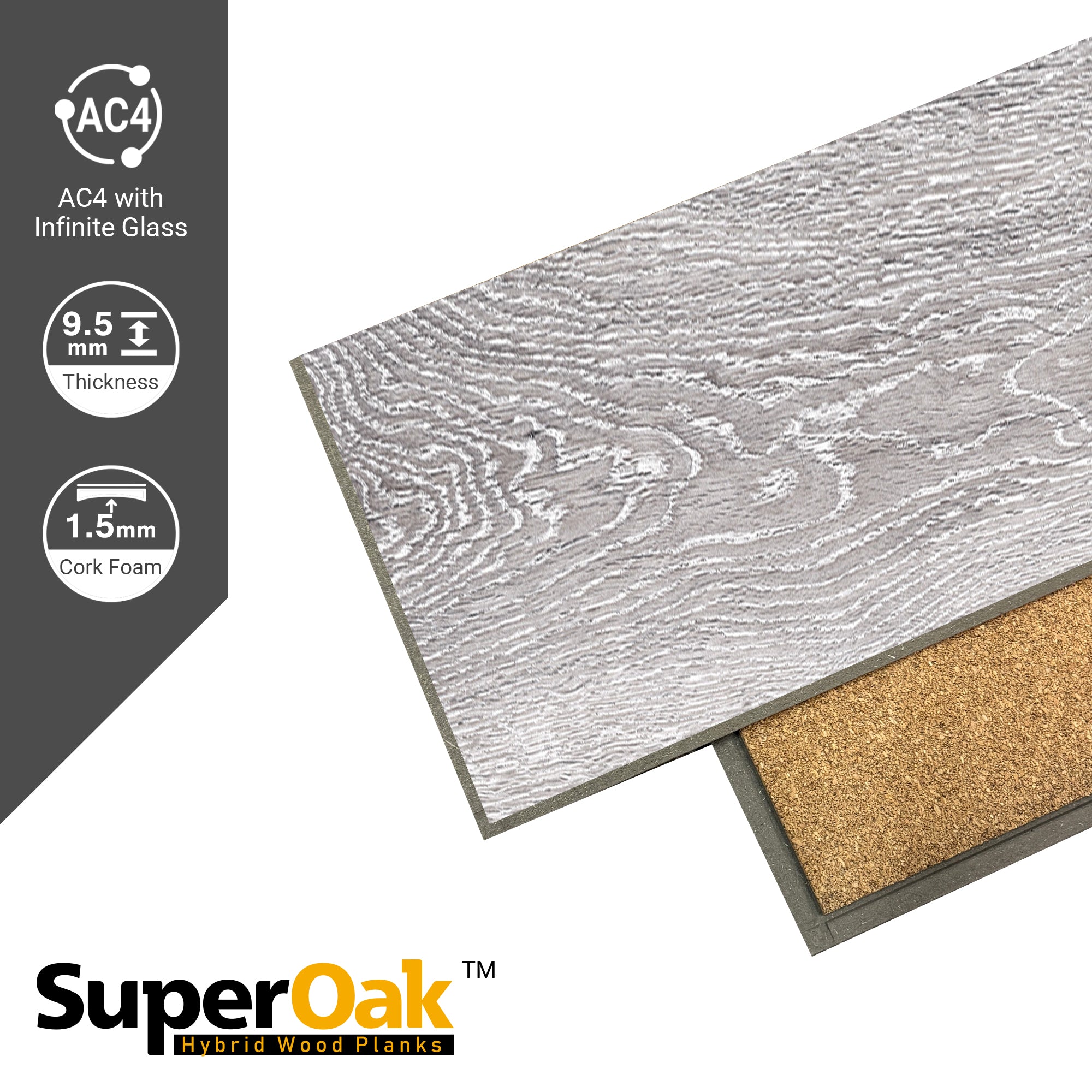 Winter Horn - SuperOak Lite 9.5mm Hybrid Wood Plank 47.78"*7.7" - color swatch