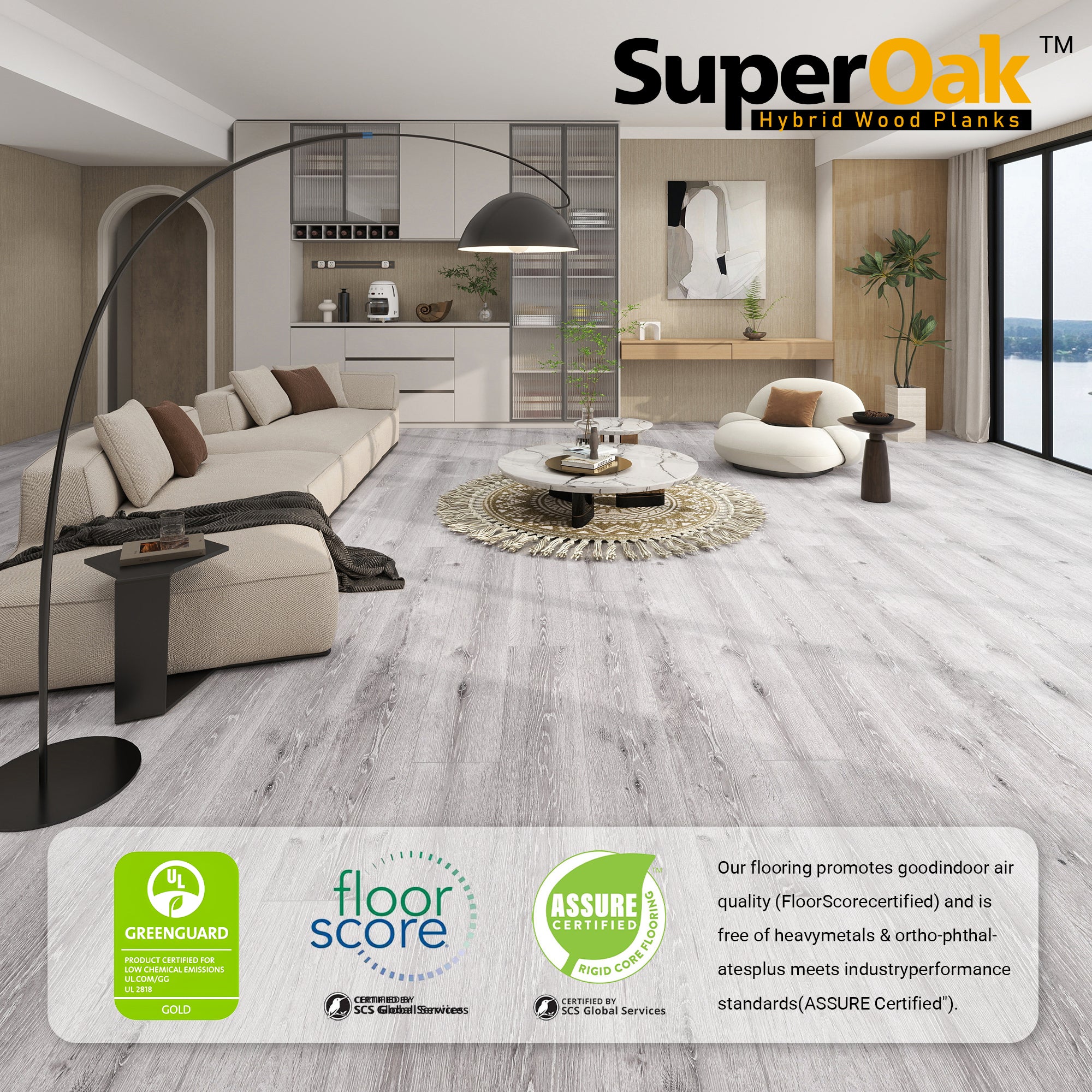 Winter Horn - SuperOak Lite 9.5mm Hybrid Wood Plank 47.78"*7.7" - packaging