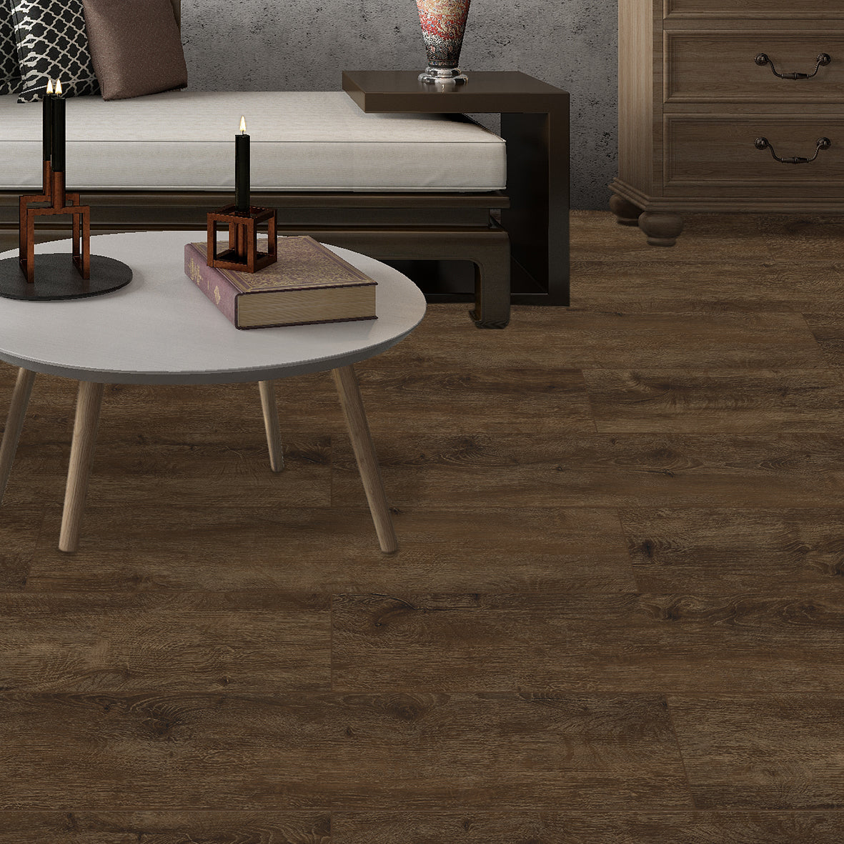 NEW PARLIAMENT XL Vinyl Planks Flooring Tiles 21.51 sq.ft EIR 6.5mm for Home Office Bathroom Chocolate Wood DF5005